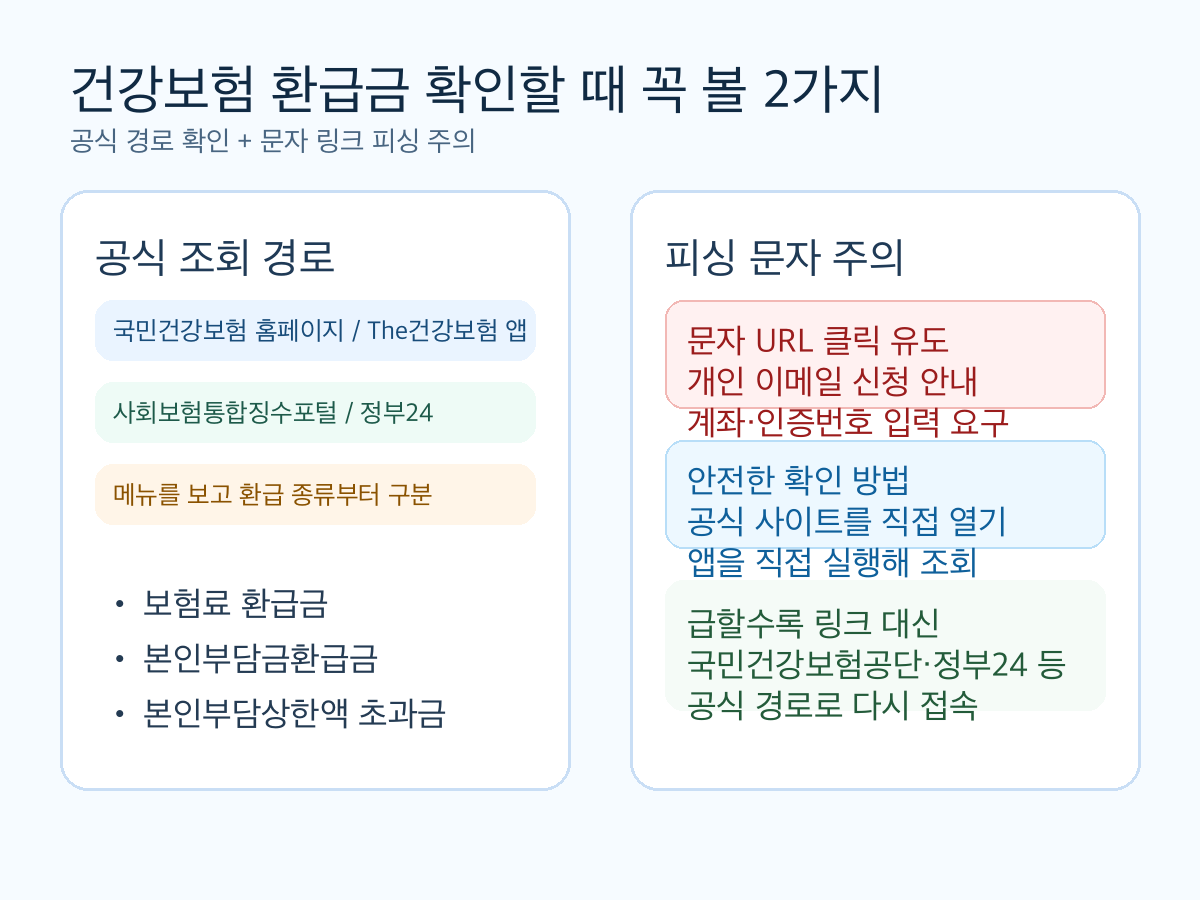 건강보험 환급금 조회 경로 요약 이미지