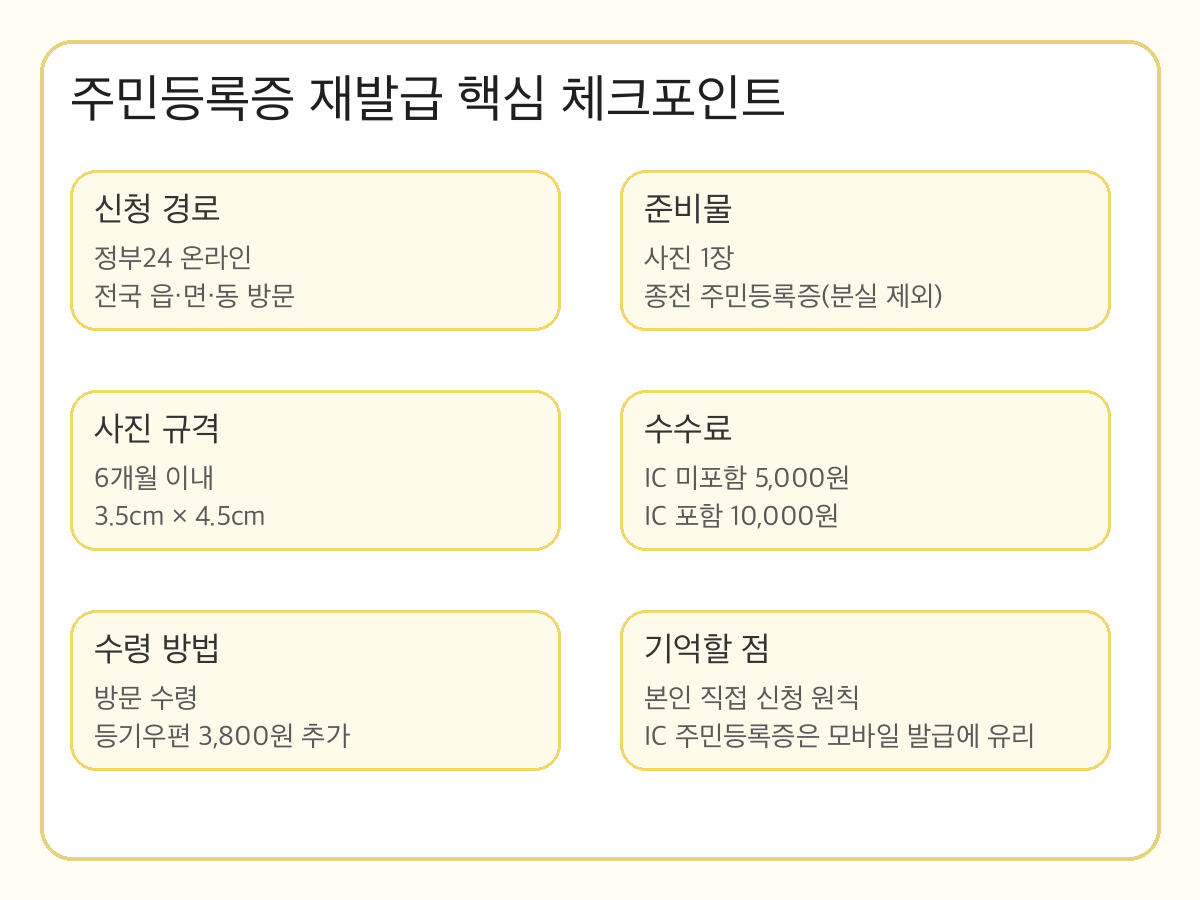 주민등록증 재발급 핵심 체크포인트 요약