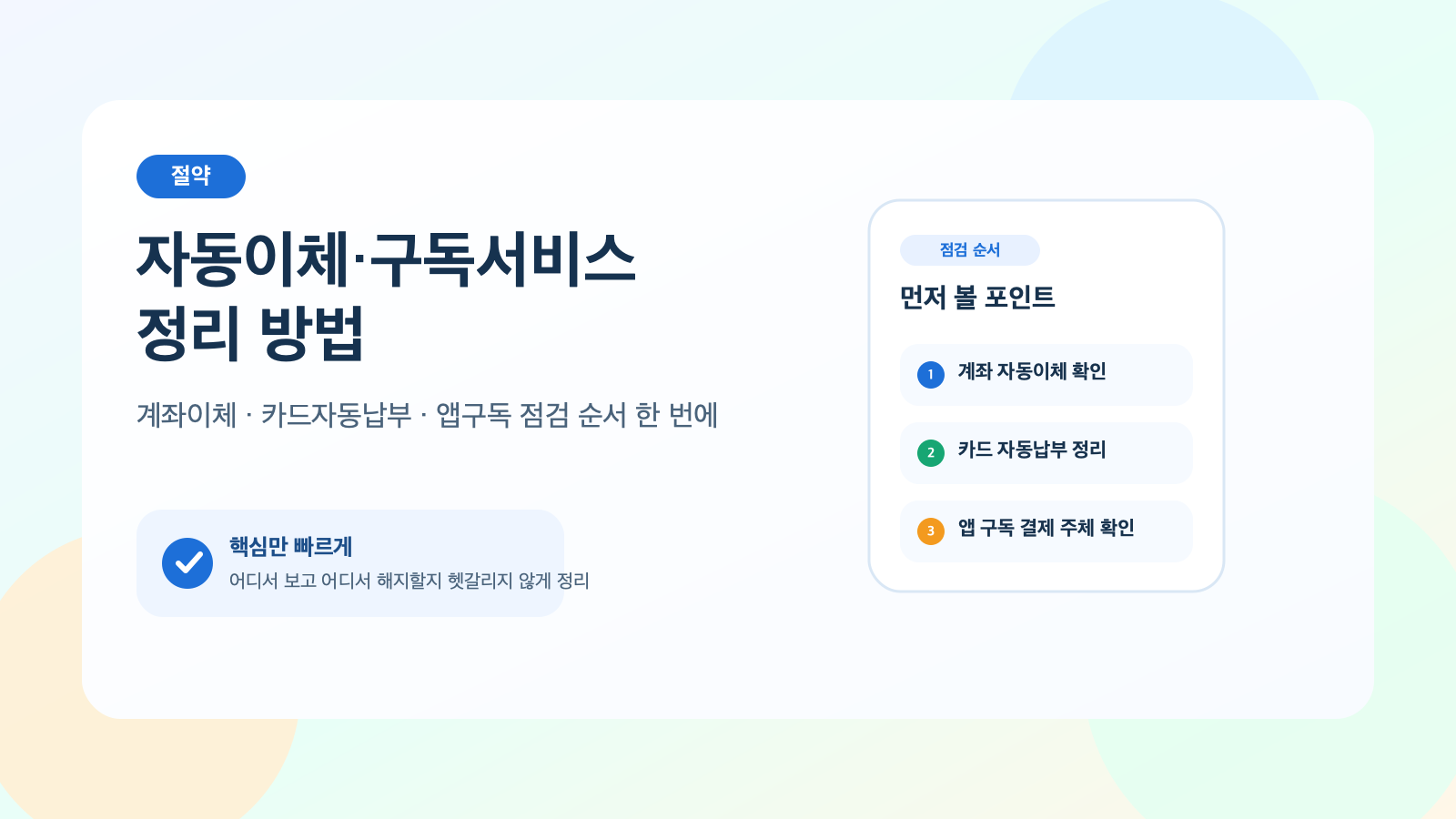 자동이체와 구독서비스 점검 순서를 정리한 대표 이미지