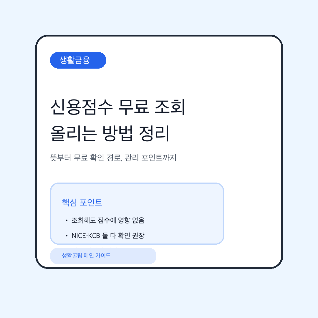 신용점수 무료 조회와 올리는 방법을 정리한 대표 이미지