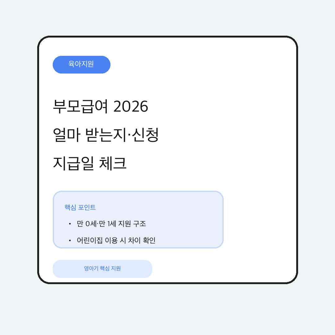 부모급여 2026 금액 신청 지급일 정리 대표 이미지