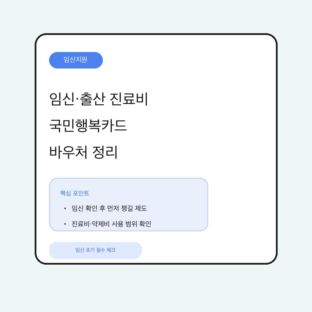 임신 출산 진료비 지원 국민행복카드 바우처 정리 대표 이미지