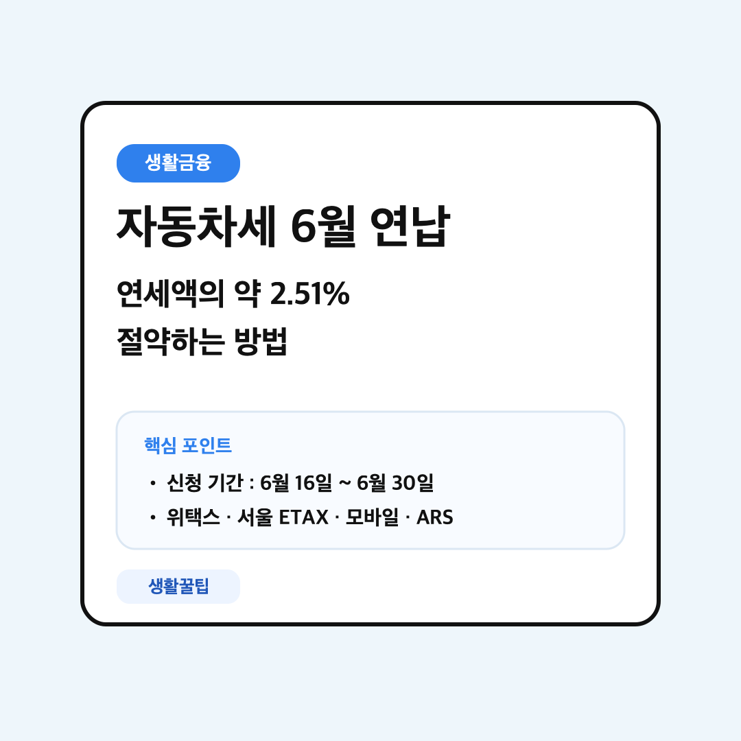 자동차세 6월 연납 신청 방법과 공제율을 정리한 대표 이미지