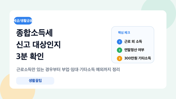 종합소득세 신고 대상인지 3분 안에 확인하는 핵심 기준을 정리한 대표 이미지