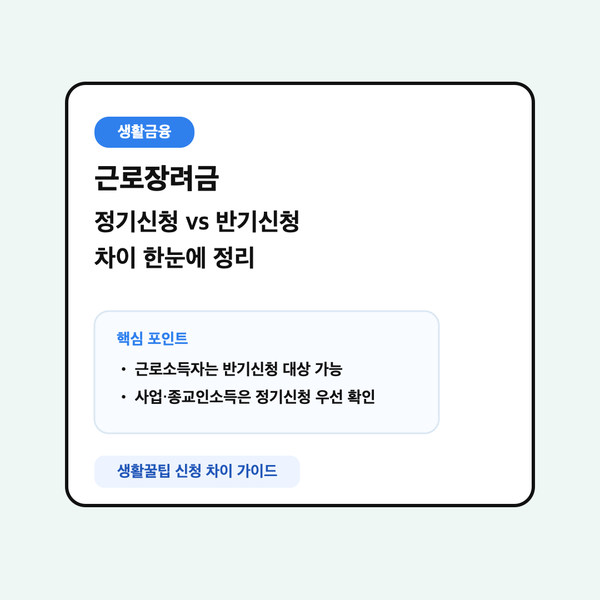 근로장려금 정기신청과 반기신청 차이를 비교한 대표 이미지