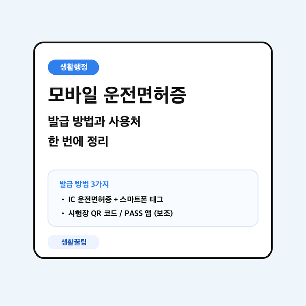 모바일 운전면허증 발급 방법과 사용처를 정리한 대표 이미지