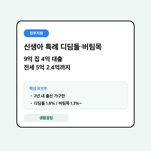 신생아 특례 디딤돌·버팀목 대출 한도와 금리 비교 대표 이미지